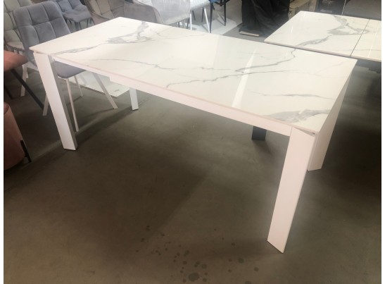 Стол CORNER 120 GLOSS STATUARIO WHITE SINTERED STONE / WHITE 