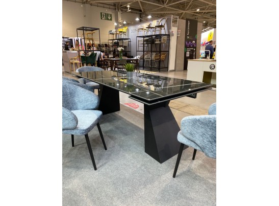 Стол БОГАРТ 200 TITANIUM BLACK PULIDO, керамика / Черный 