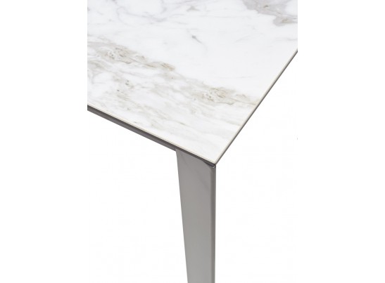 Стол CORNER 120 VOLAKAS WHITE Белый мрамор глянцевый, керамика/ GREY1 
